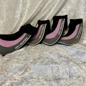 Set‎ of 4 Square Two Light Easy Golf Club Headcovers Black Pink Gray: FW,1,4,5
